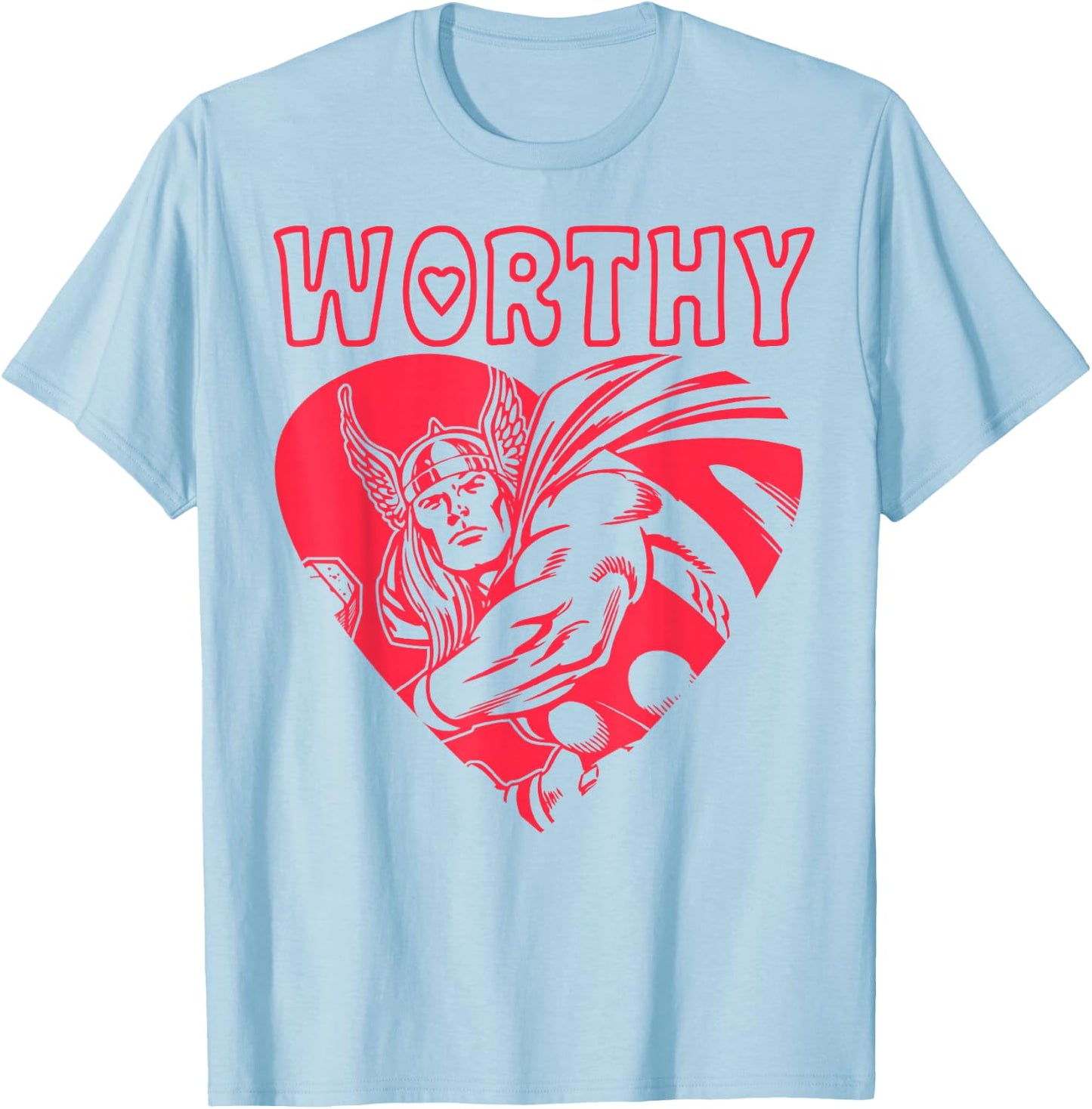 Marvel Valentine's Day Avengers Thor Worthy Portrait T-Shirt - T-Shirt | Light Blue