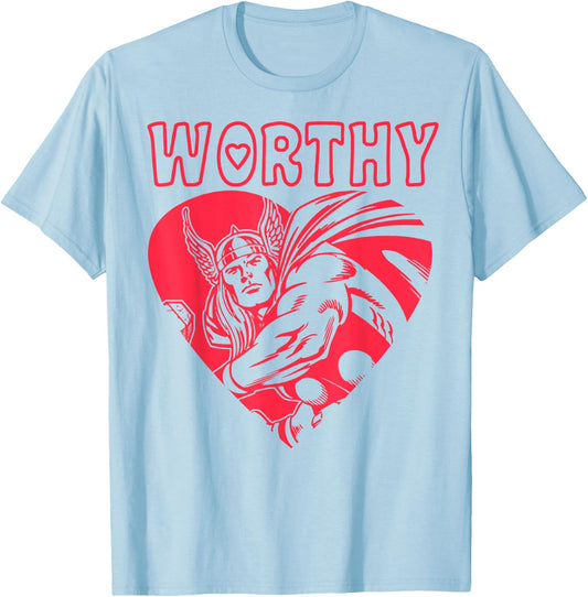 Marvel Valentine's Day Avengers Thor Worthy Portrait T-Shirt - T-Shirt | Light Blue