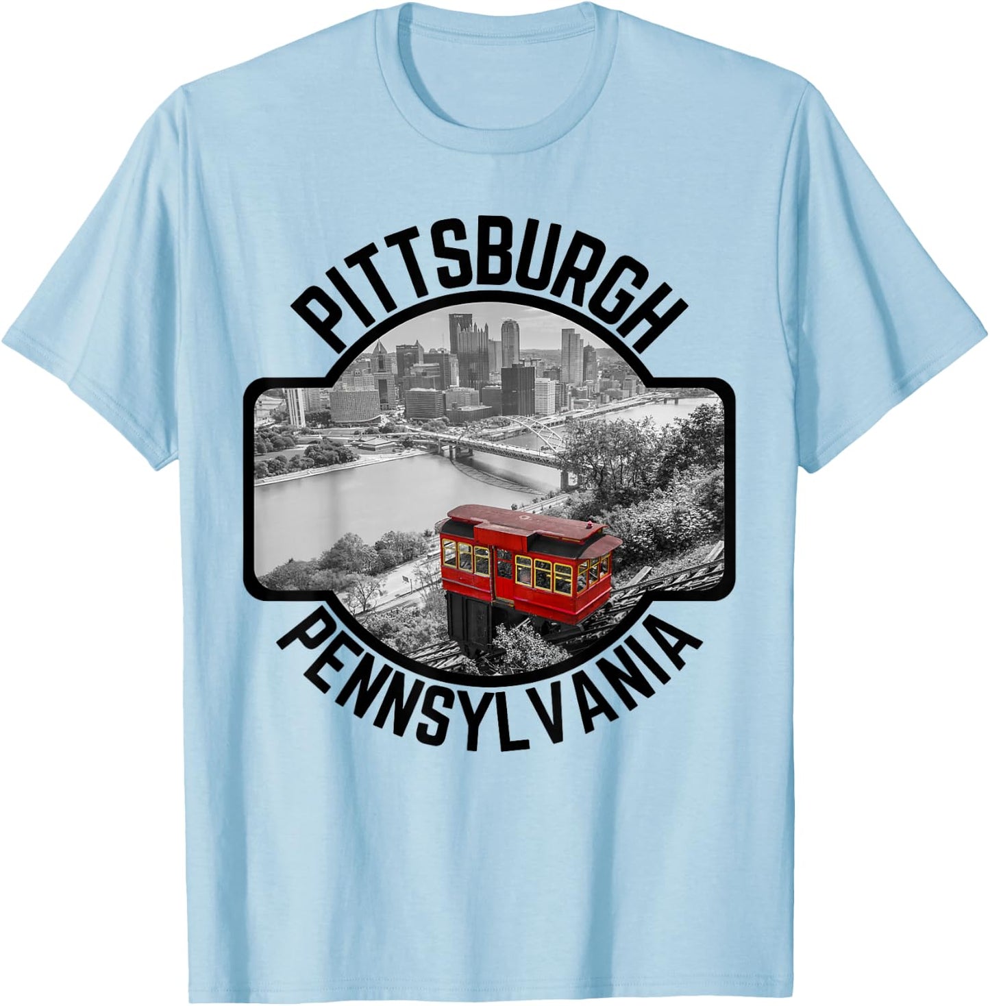 Pittsburgh Pennsylvania Steel City Skyline Photography 412 T-Shirt - T-Shirt | Light Blue