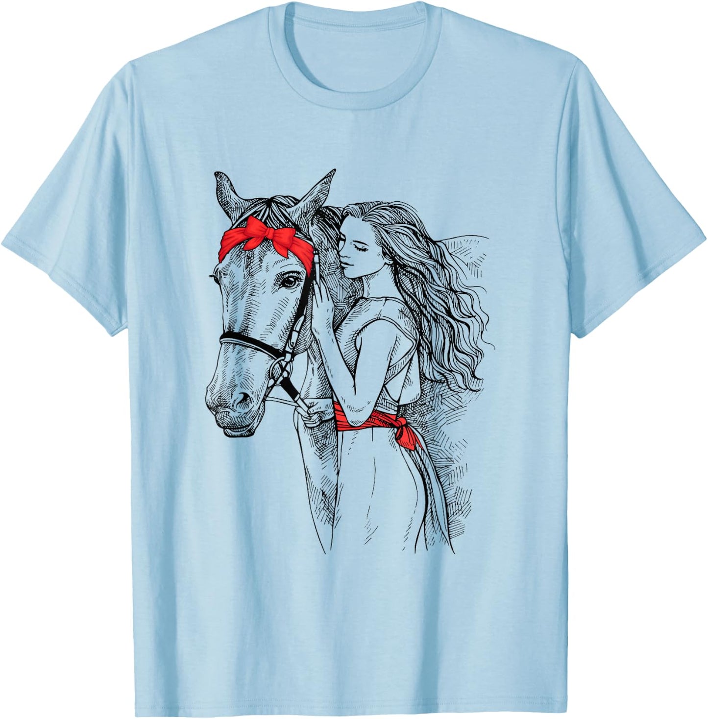 Horse Bandana For Horse Girls Horseback Riding T-Shirt - T-Shirt | Light Blue