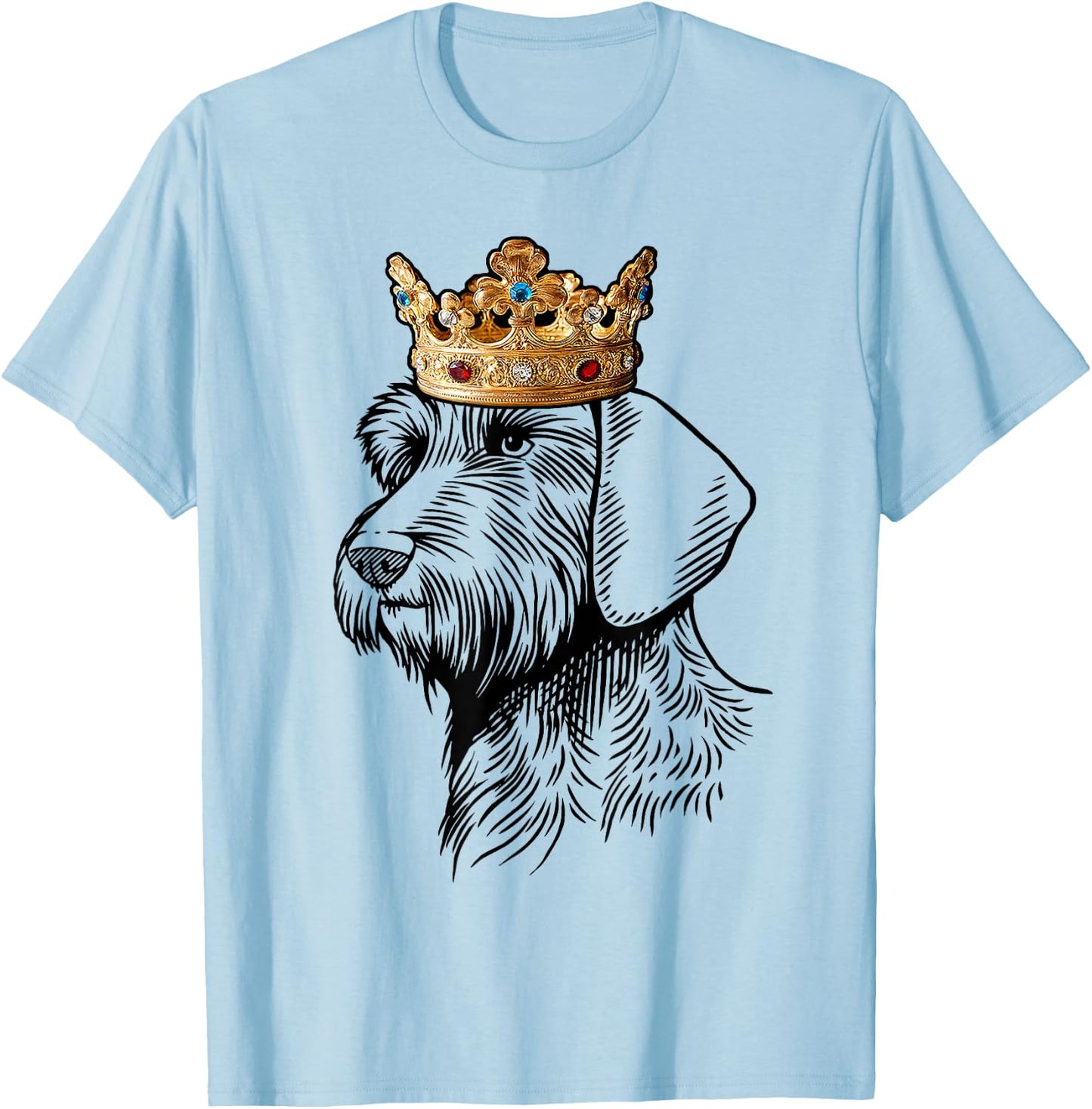Wirehaired Dachshund Dog Wearing Crown Men Women Kids T-Shirt - T-Shirt | Light Blue