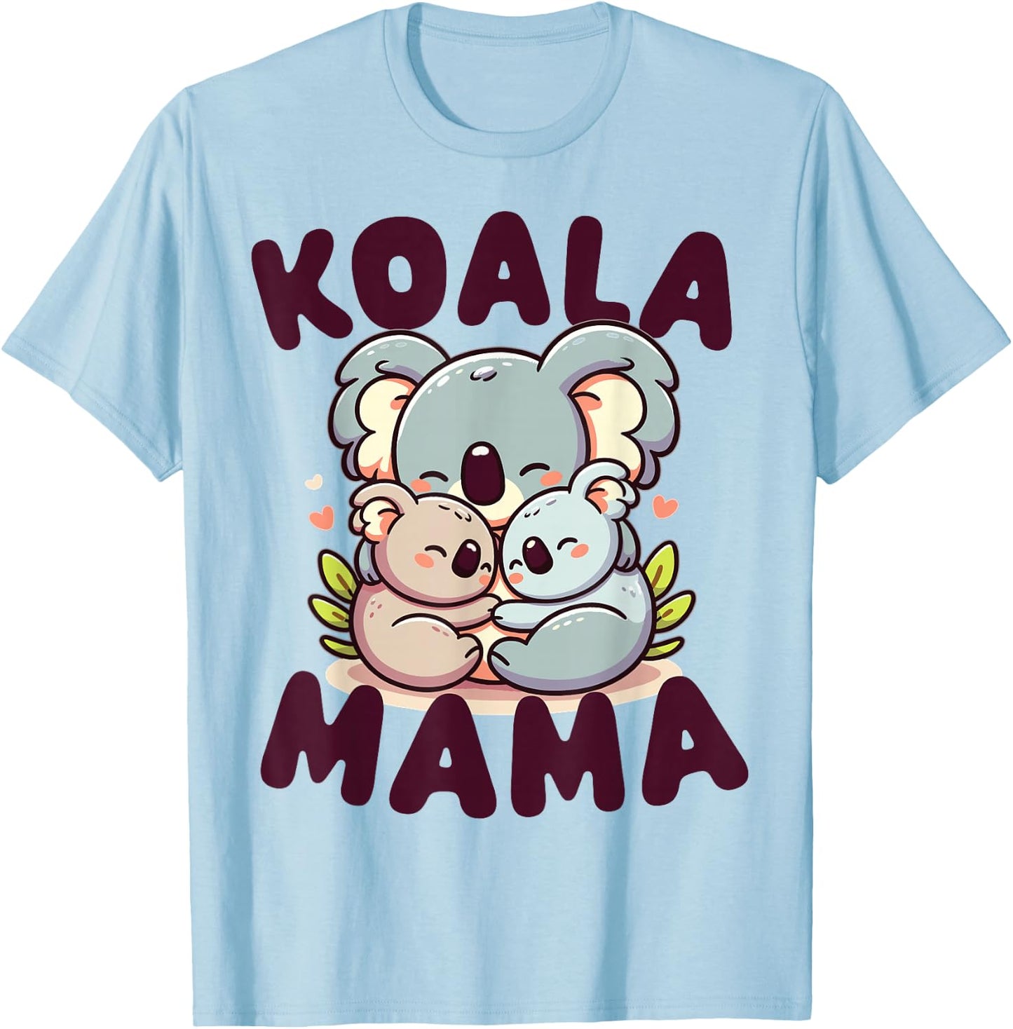 Koala Mama Mother of Two Girls or Boys Kawaii Cute Family T-Shirt - T-Shirt | Light Blue