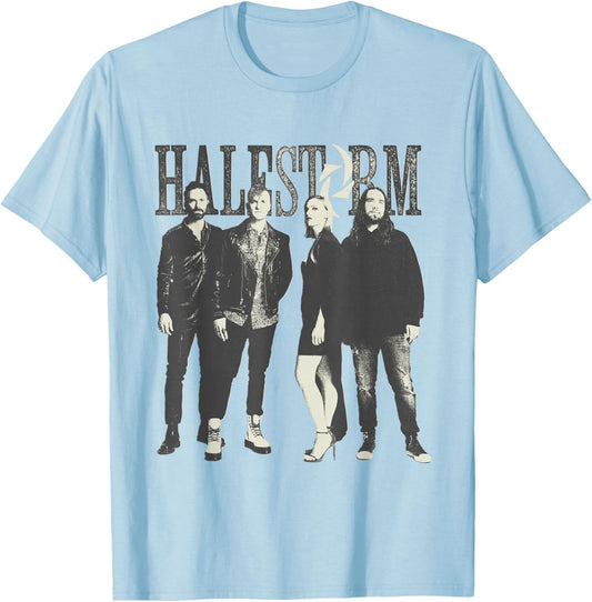 Halestorm - Distressed Band Photo T-Shirt - T-Shirt | Light Blue