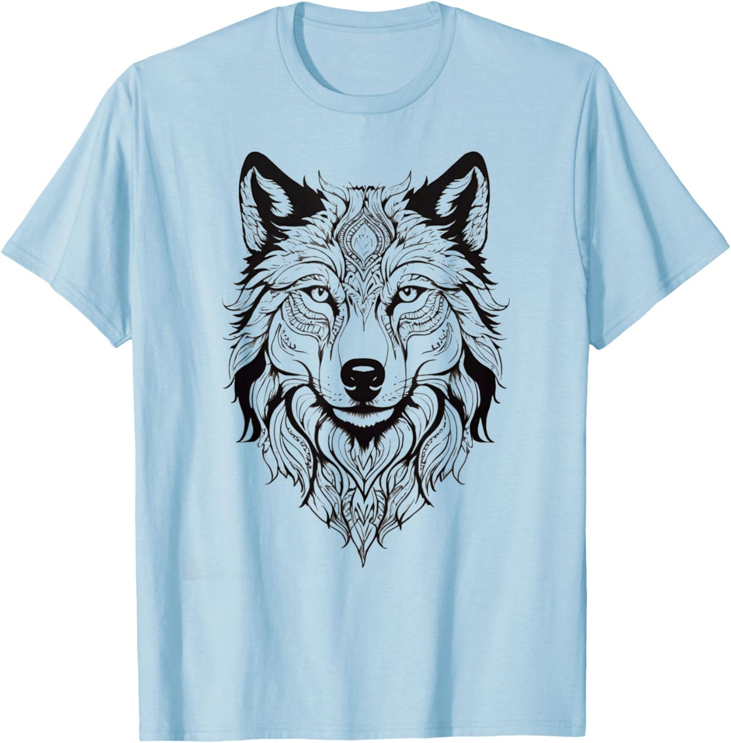 Floral Wolf Vintage Flowers Wolf Face for Wolves Lover T-Shirt - T-Shirt | Light Blue