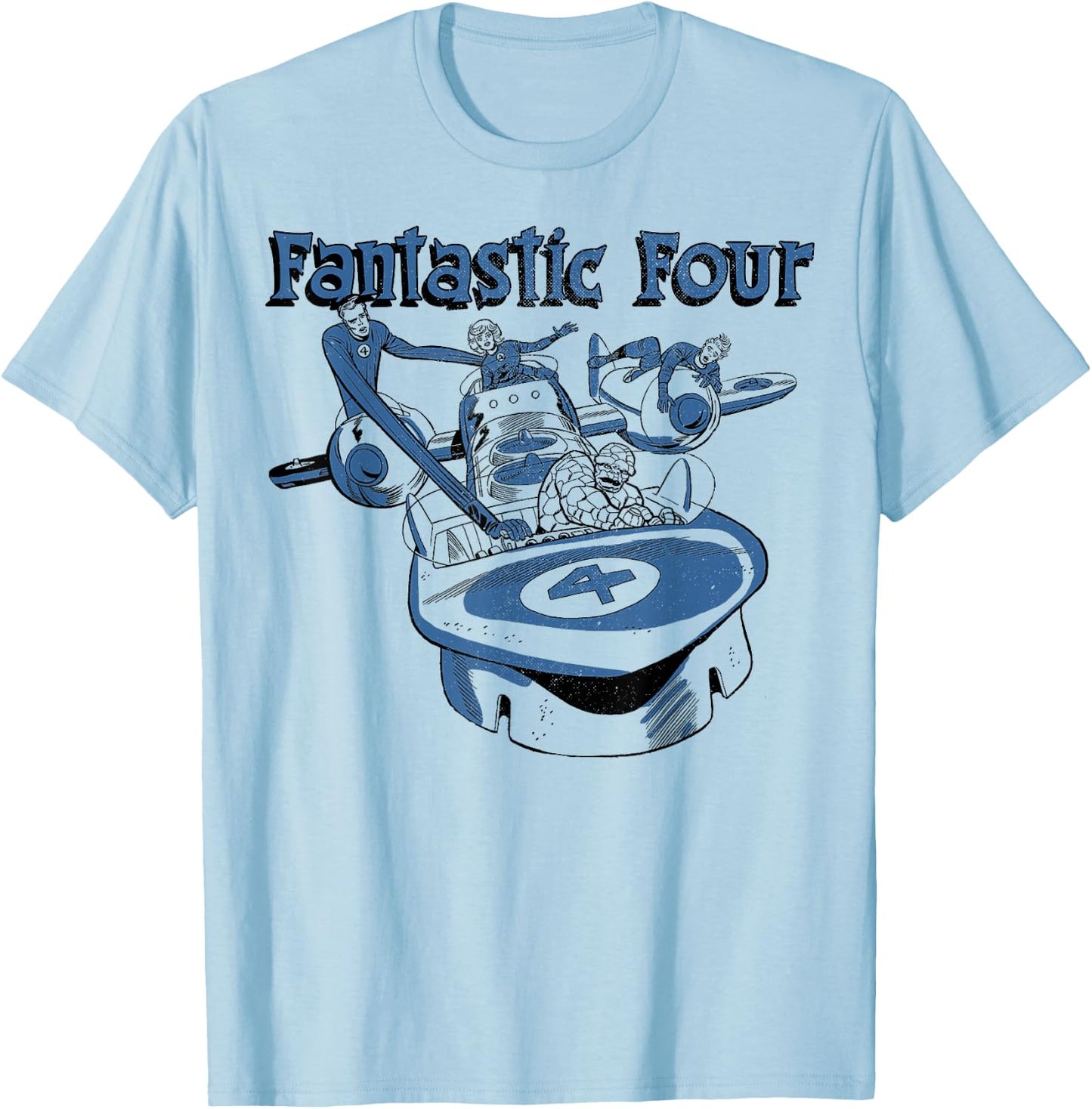 Marvel Fantastic Four Group Shot Fantasticar T-Shirt - T-Shirt | Light Blue