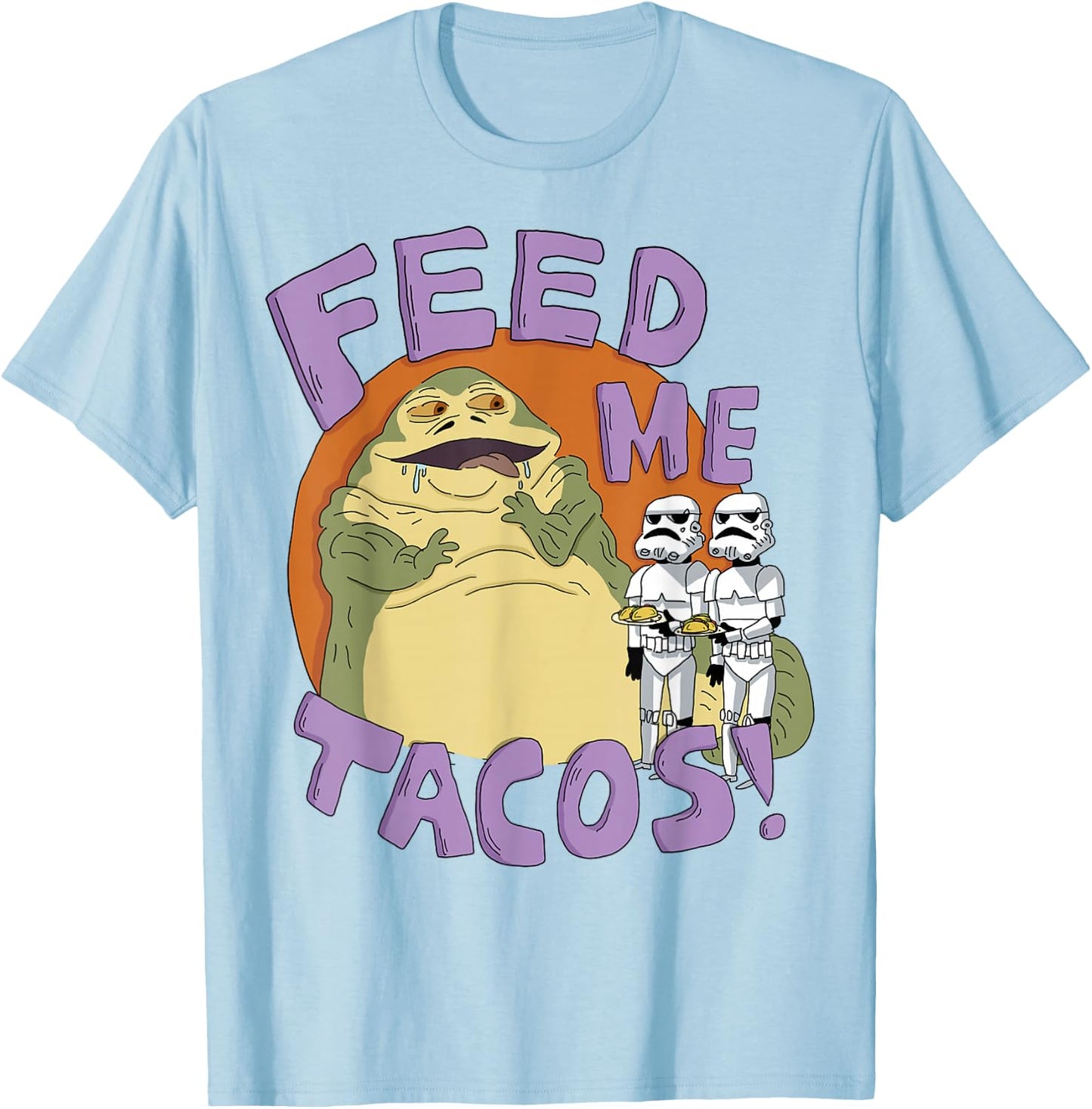 Star Wars Jabba The Hutt Feed Me Tacos Doodle T-Shirt - T-Shirt | Light Blue