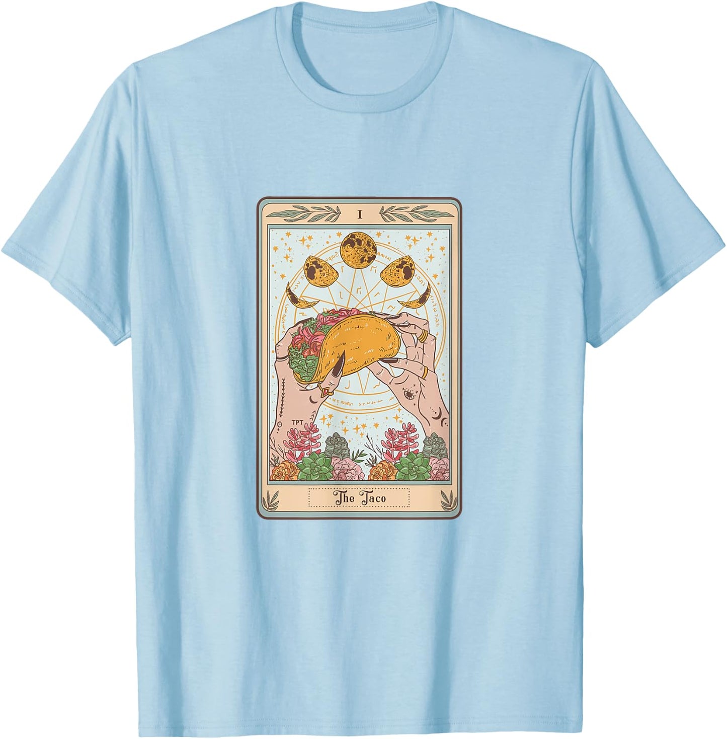 The Taco Tarot Card Funny Taco Lover Tacos Mexican Fiesta T-Shirt - T-Shirt | Light Blue
