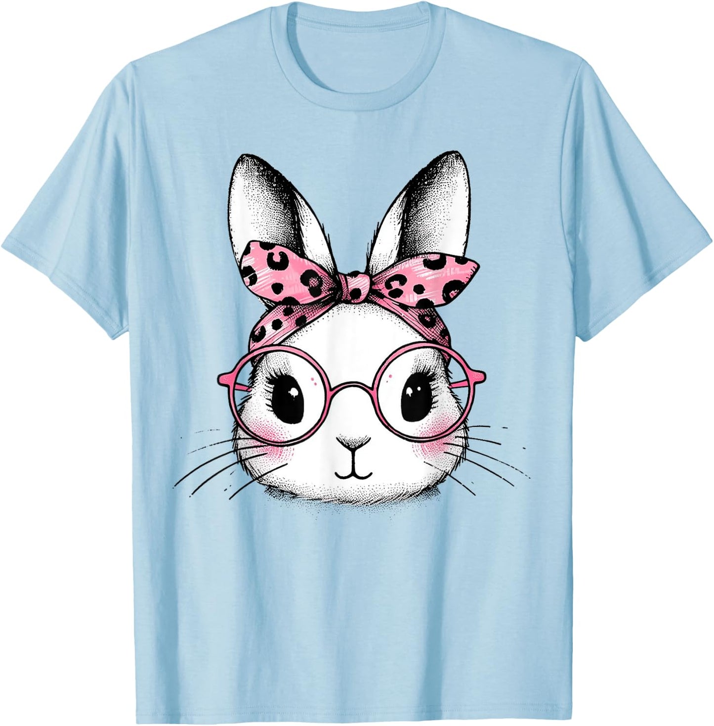 Bunny Easter Day Pink Bandana Glasses Rabbit Women Girl Kid T-Shirt - T-Shirt | Light Blue