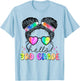 Messy Hair Bun Girl Back To School First Day Hello 3rd Grade T-Shirt - T-Shirt | Light Blue