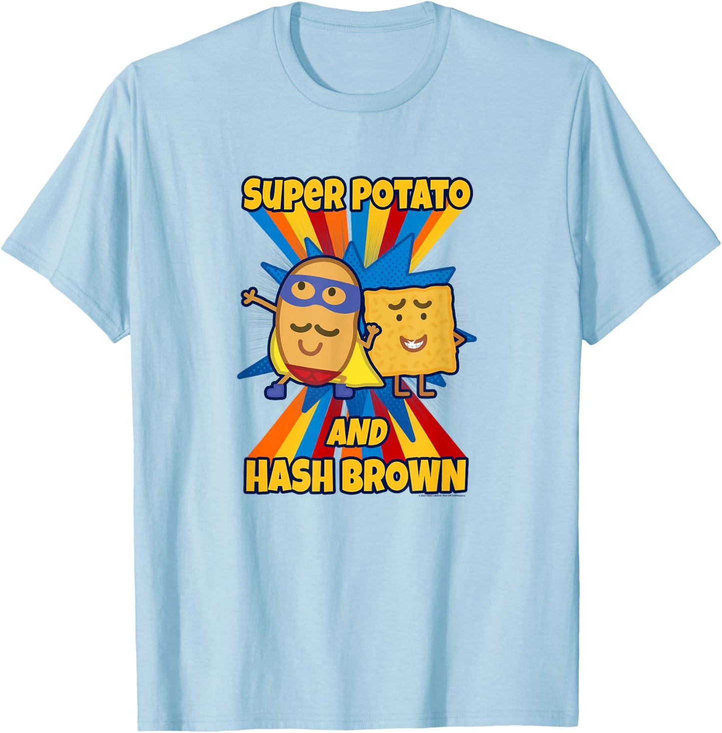 Peppa Pig Visits America Super Potato And Hash Brown T-Shirt - T-Shirt | Light Blue