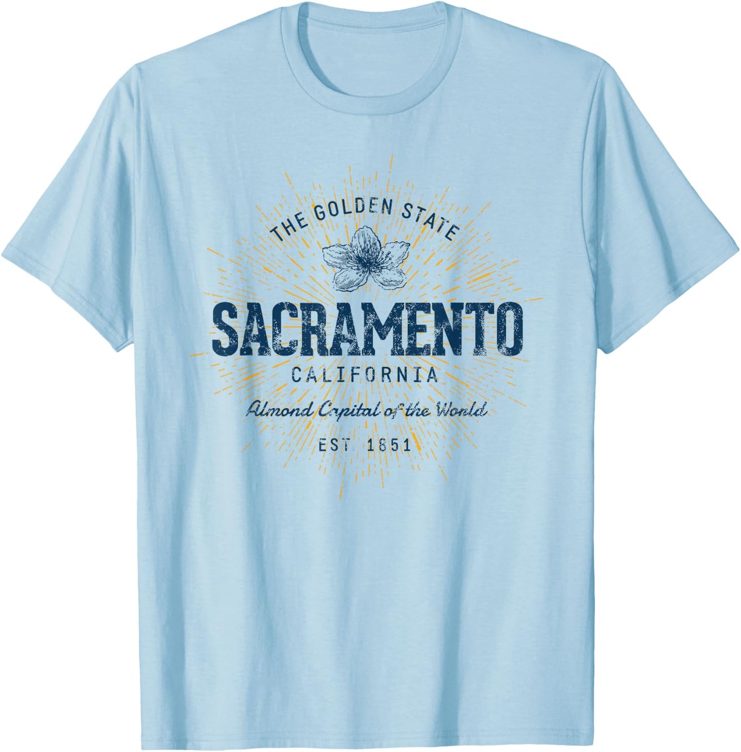 Vintage Sacramento Retro T-Shirt - T-Shirt | Light Blue