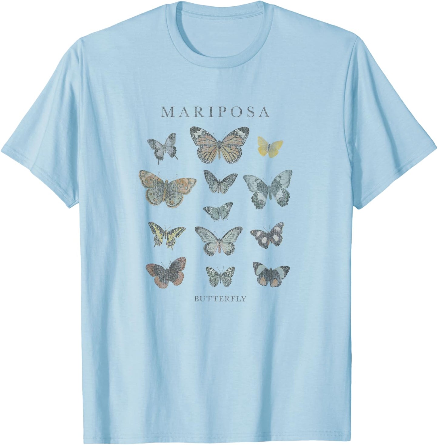 Fifth Sun Mariposa Butterfly Portrait Grid T-Shirt - T-Shirt | Light Blue