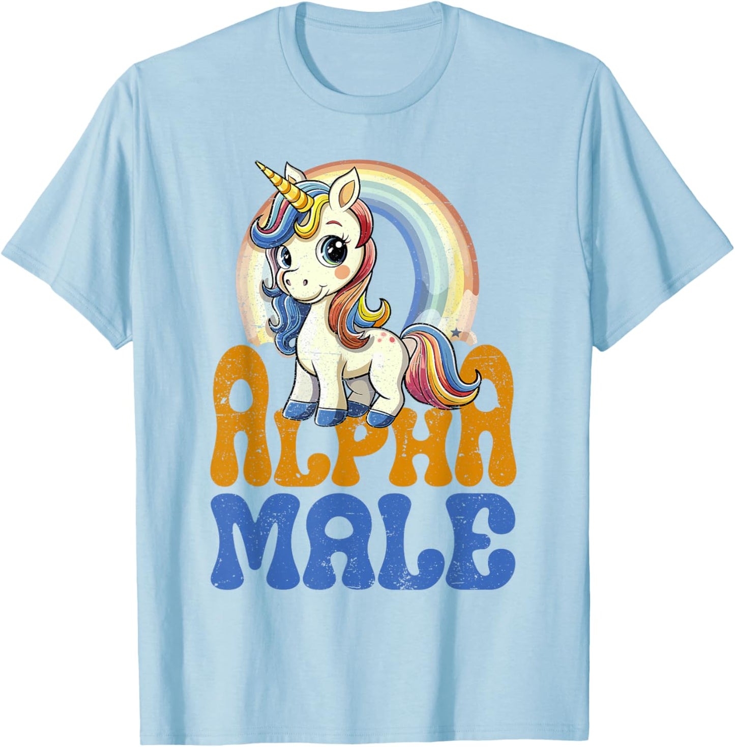Alpha Male Unicorn Funny Sarcastic Ironic Weird Y2K Humor T-Shirt - T-Shirt | Light Blue