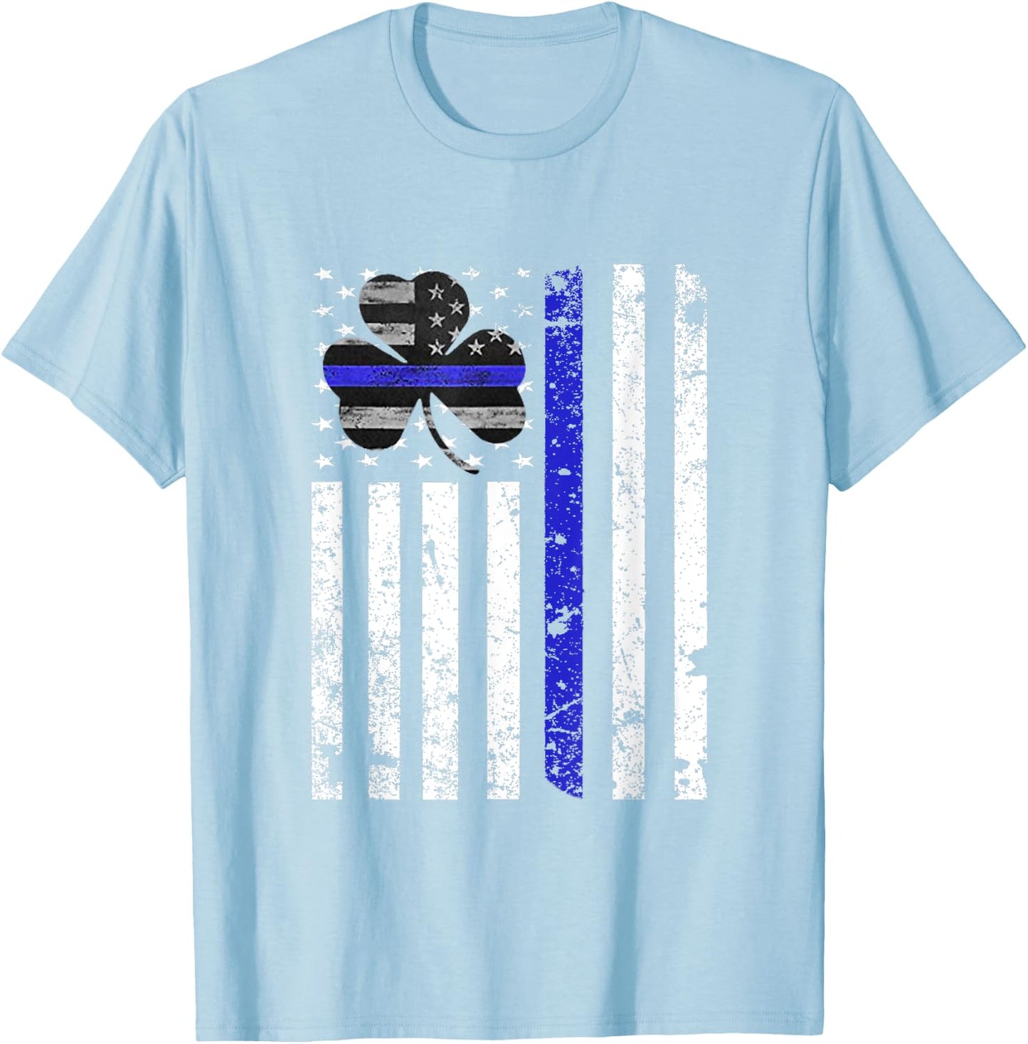 Thin Blue Line Irish Shamrock Police St Patricks Day T-Shirt - T-Shirt | Light Blue