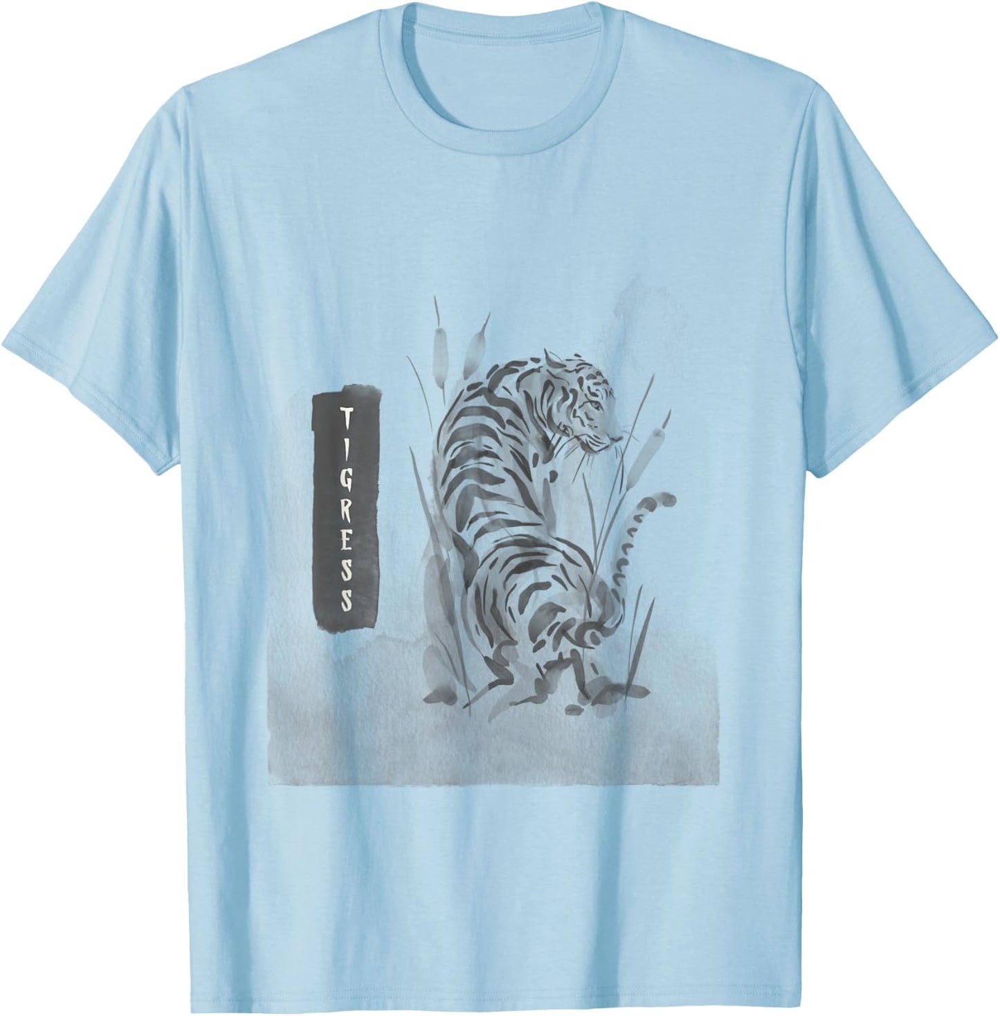 Women Tiger Graphic Summer Top Asian Inspired Tigress Gift T-Shirt - T-Shirt | Light Blue