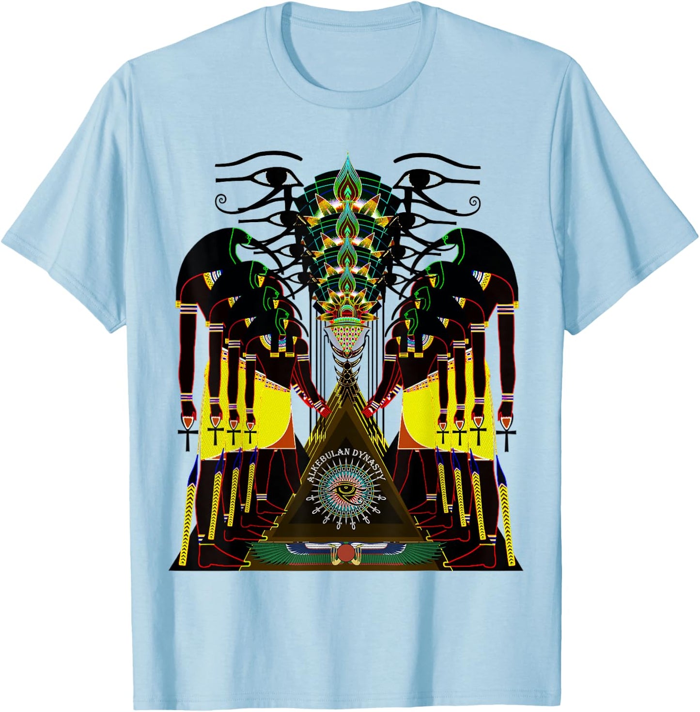 Psychedelic Fractal Ancient Egyptian God Thoth Tehuti T-Shirt - T-Shirt | Light Blue