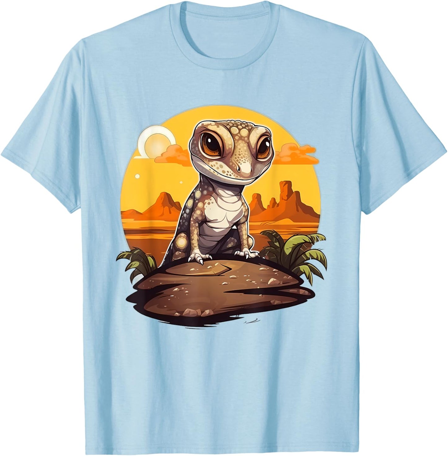 Retro Style African Fat-tailed Gecko T-Shirt - T-Shirt | Light Blue