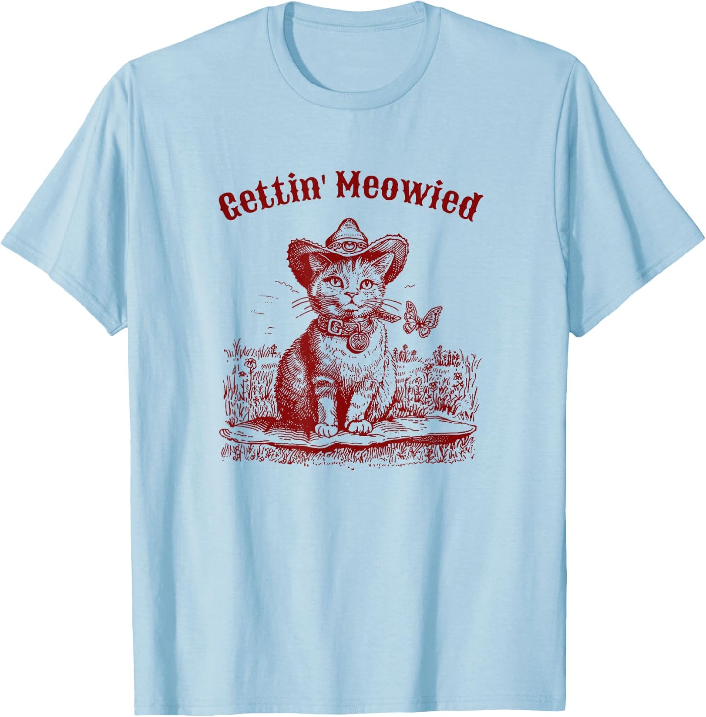 Meowdy Bachelorette Party Cowgirl Cowboy Cat Bridal Squad T-Shirt - T-Shirt | Light Blue