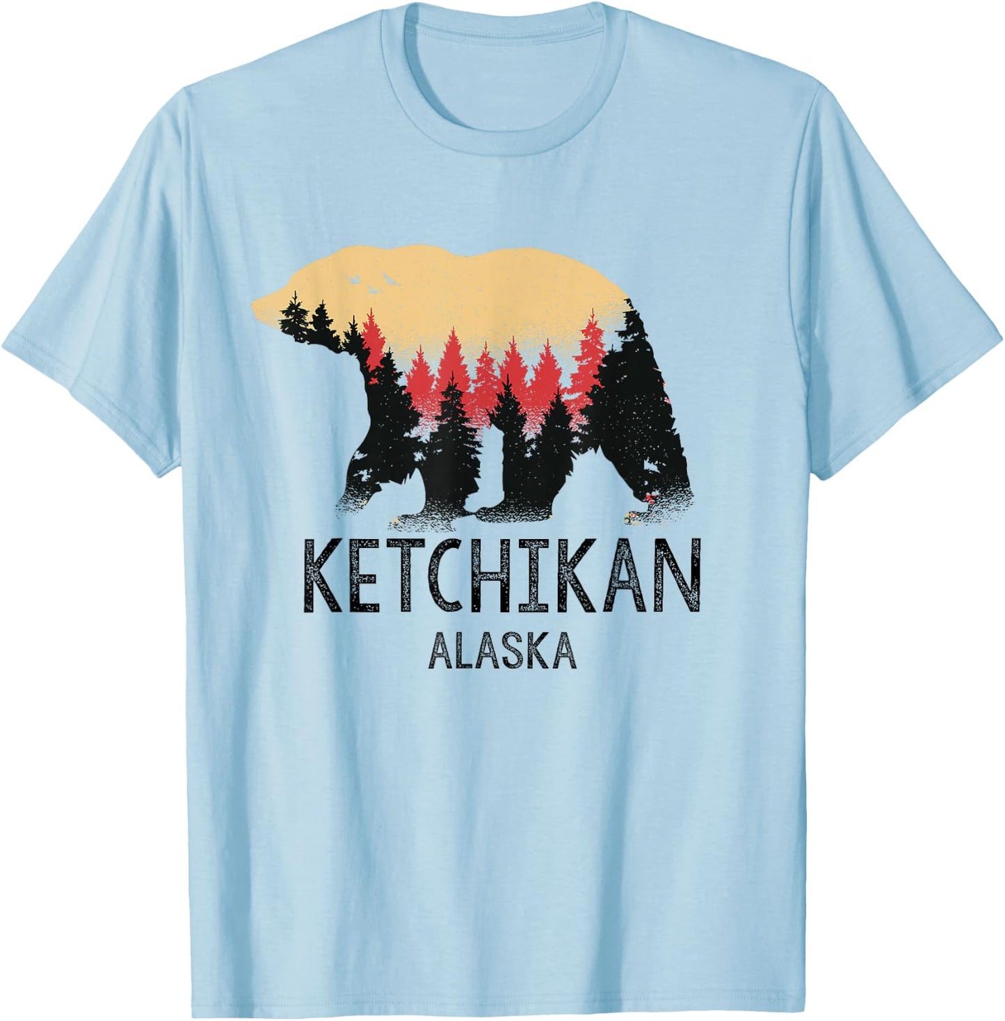 Ketchikan Alaska Vintage Grizzly Bear Nature Souvenir Gift T-Shirt - T-Shirt | Light Blue