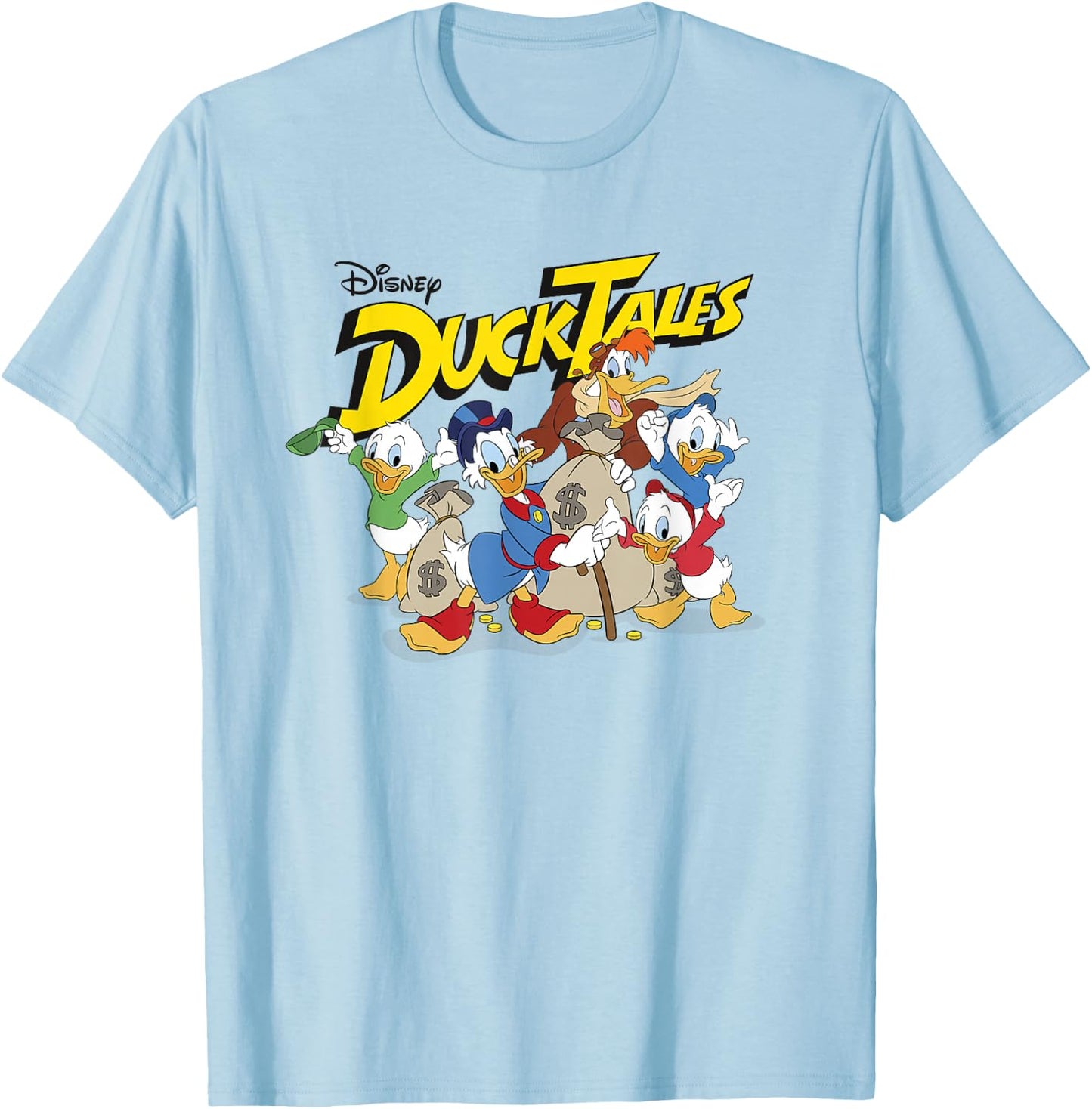 Disney DuckTales Main Cast with Money Bags Group Shot T-Shirt - T-Shirt | Light Blue