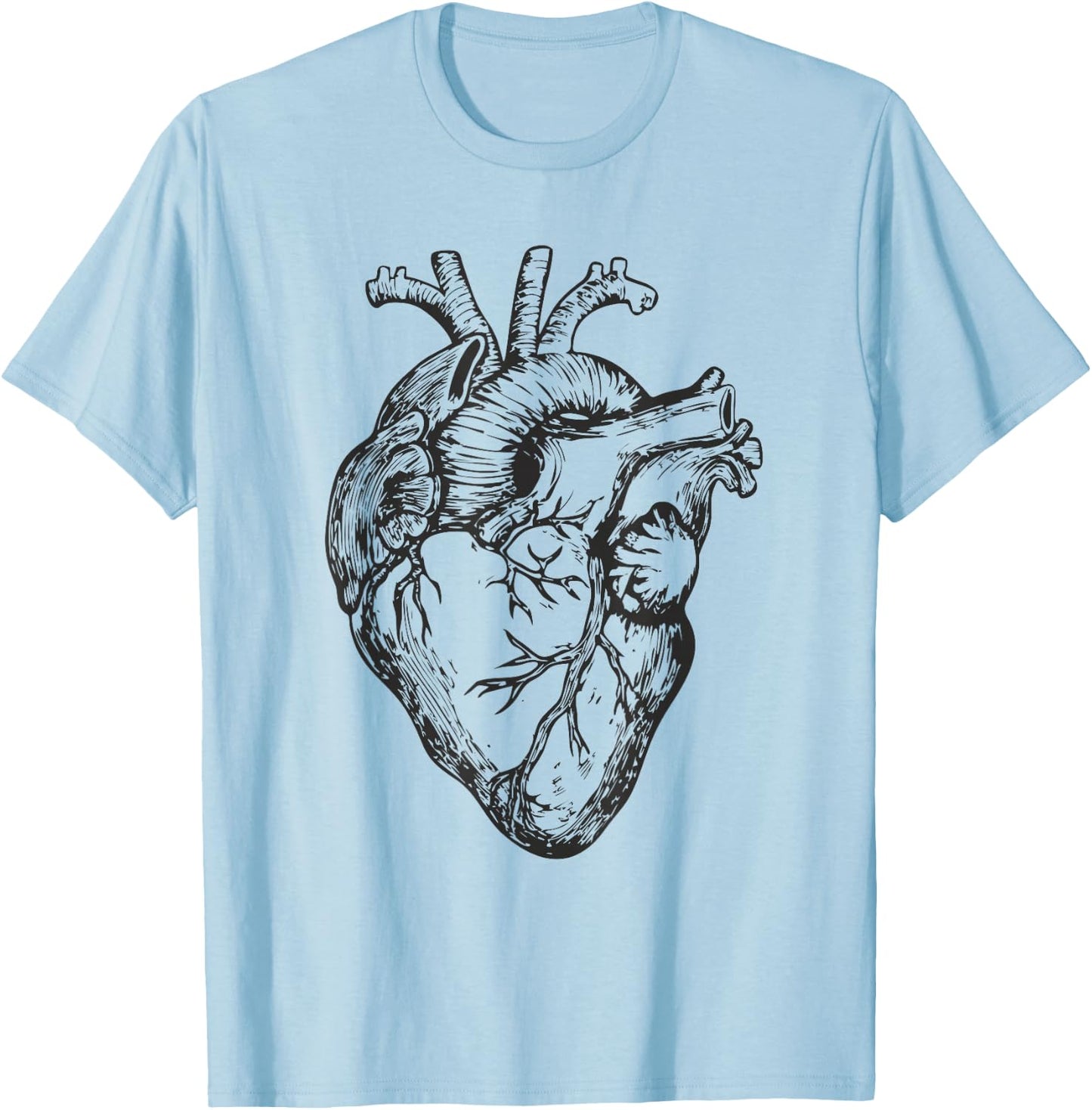 Real Heart Funny Human Anatomy Anatomical Cardiac Nurse T-Shirt - T-Shirt | Light Blue