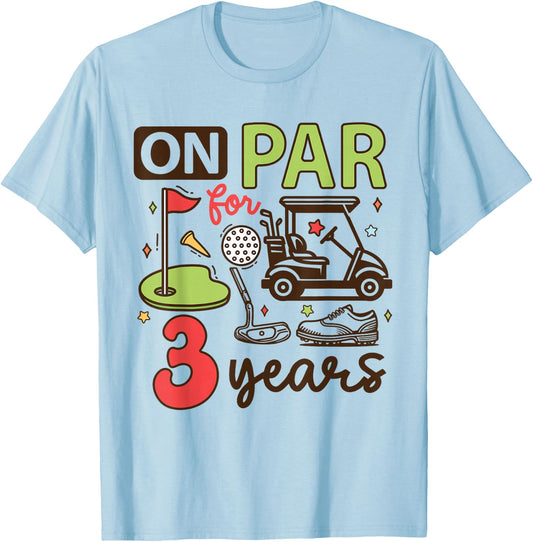 Funny 3rd Birthday Golf Shirt 3 Years Old Golfer Kids Boys T-Shirt - T-Shirt | Light Blue