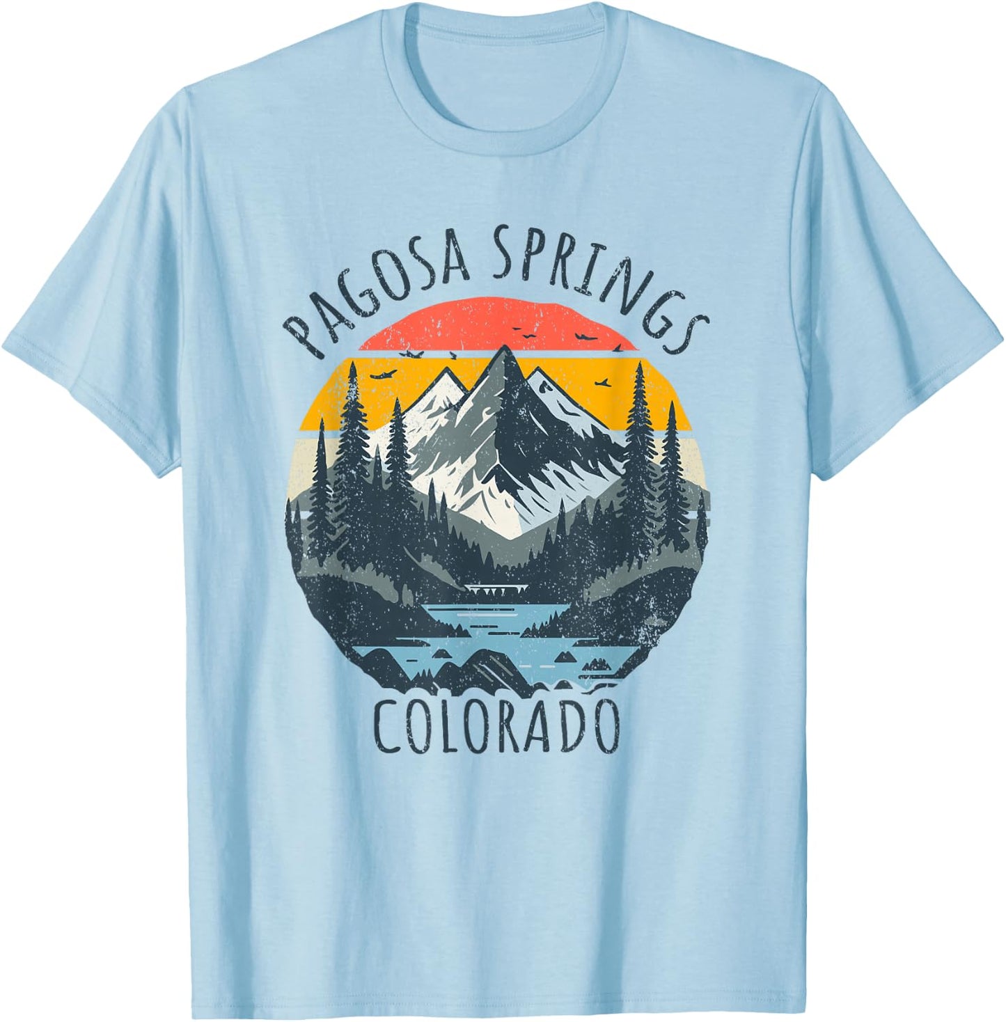 Pagosa Springs Colorado USA Retro Mountain Vintage Style T-Shirt - T-Shirt | Light Blue