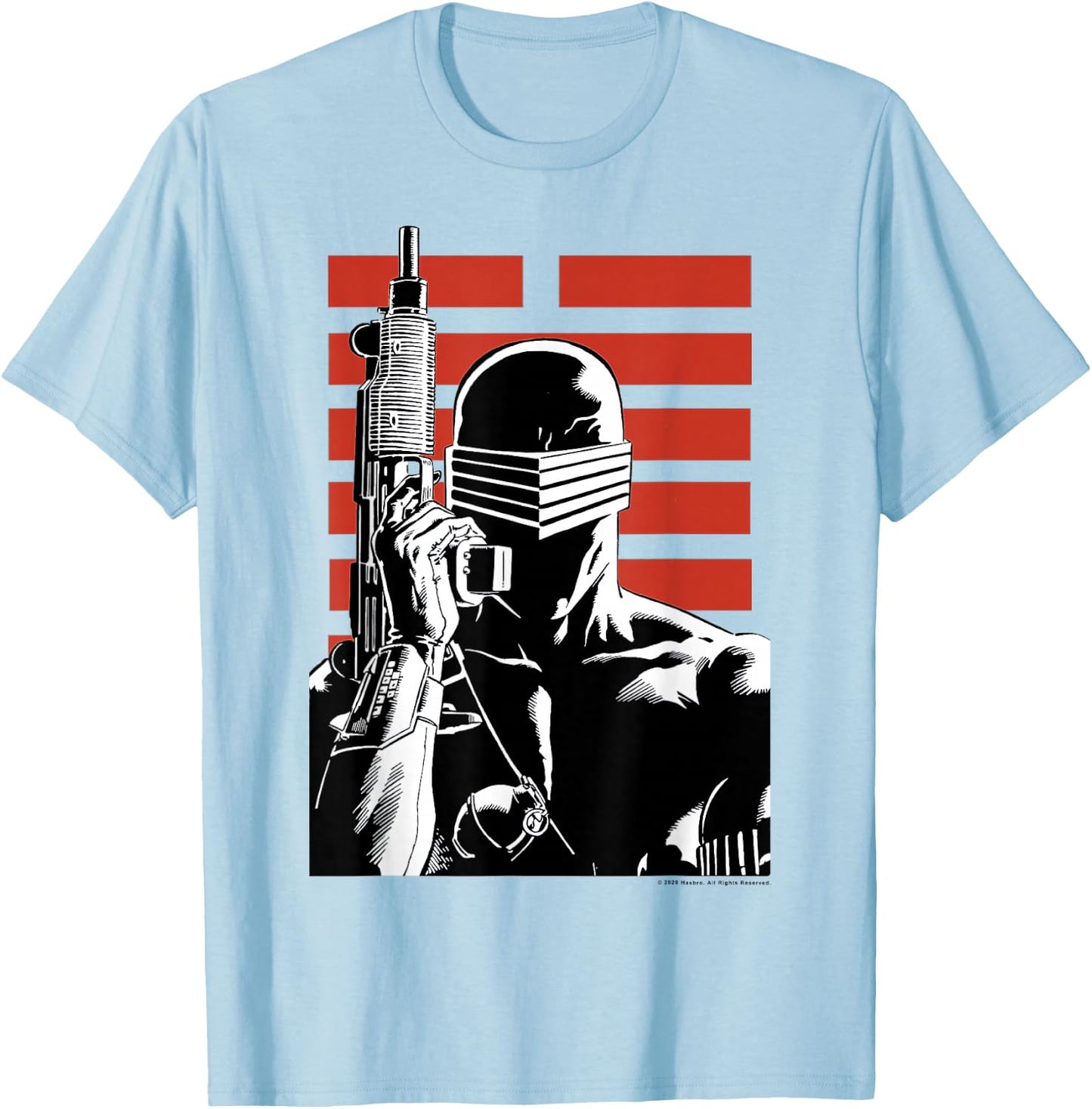 G.I. Joe Snake Eyes Retro Red Stripe Portrait T-Shirt - T-Shirt | Light Blue