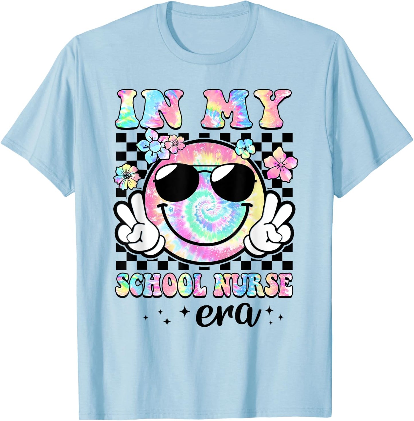 In My School Nurse Era Groovy Retro Back To School Funny T-Shirt - T-Shirt | Light Blue