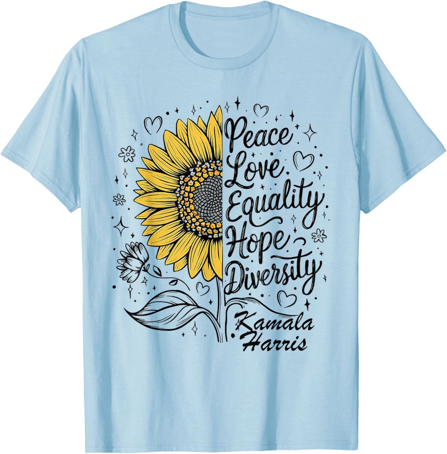 Peace Equality Love Hope Diversity Kamala Harris T-Shirt - T-Shirt | Light Blue