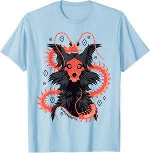 Centipede Skull Dog - Indie Artist Designed Fandom Merch T-Shirt - T-Shirt | Light Blue