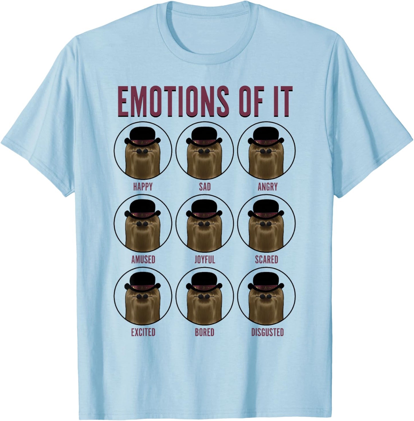The Addams Family Emotions Of Cousin It T-Shirt - T-Shirt | Light Blue