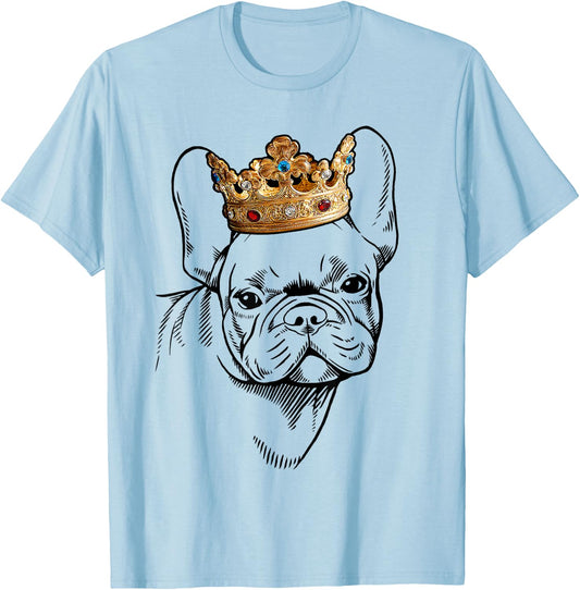 French Bulldog Wearing Crown Women Kids T-Shirt - T-Shirt | Light Blue