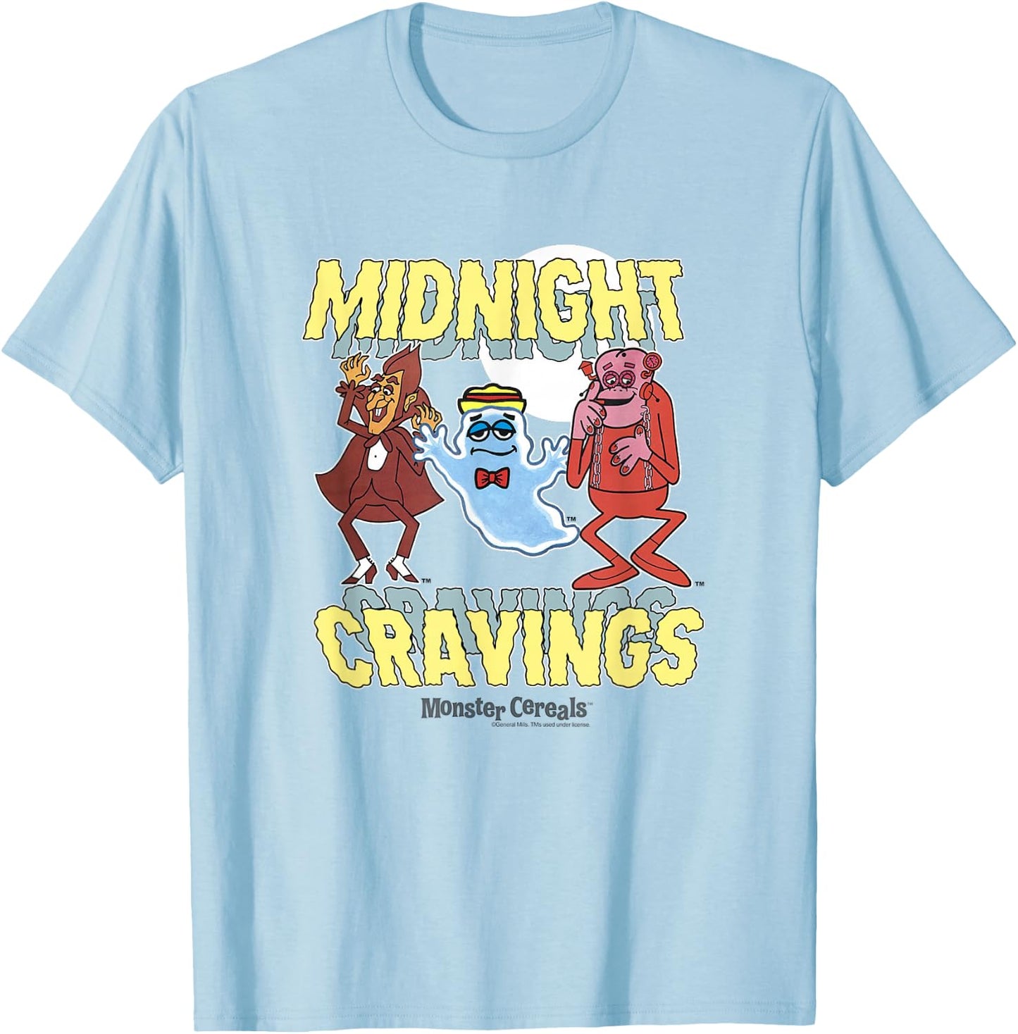 Boo Berry Iconic Midnight Cravings Monster Cereals Big Logo T-Shirt - T-Shirt | Light Blue