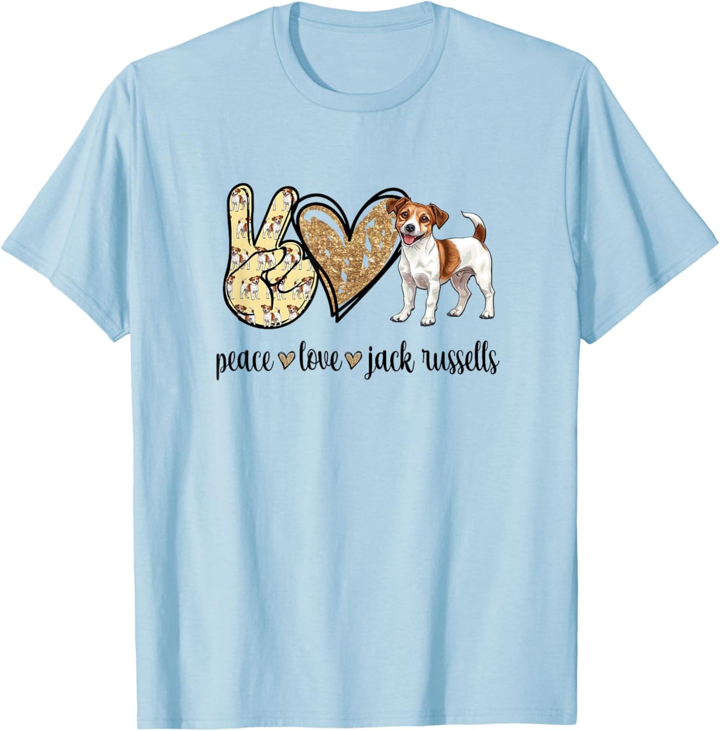 Girls Peace Love JRT Mom Dog Lover Jack Russell T-Shirt - T-Shirt | Light Blue