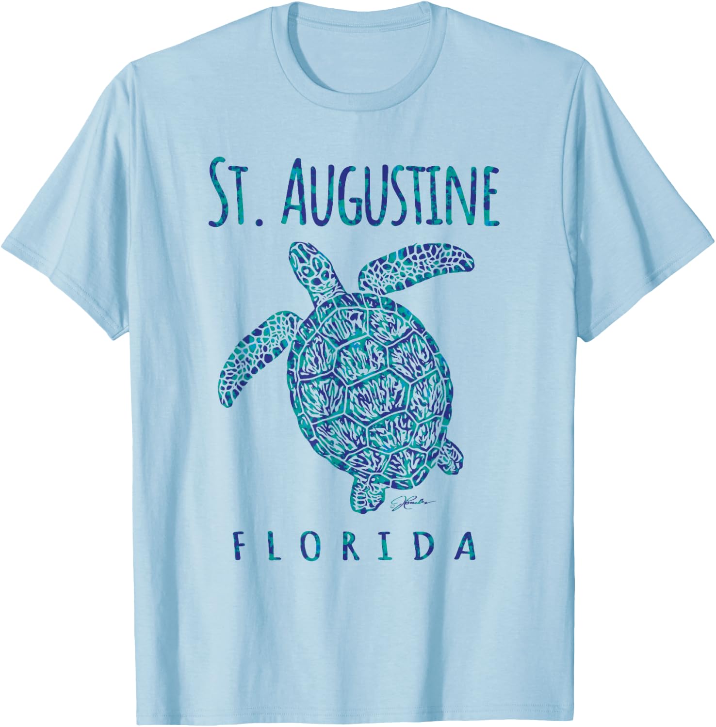 JCombs: St. Augustine, FL, Sea Turtle, Beach T-Shirt - T-Shirt | Light Blue