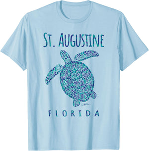 JCombs: St. Augustine, FL, Sea Turtle, Beach T-Shirt - T-Shirt | Light Blue