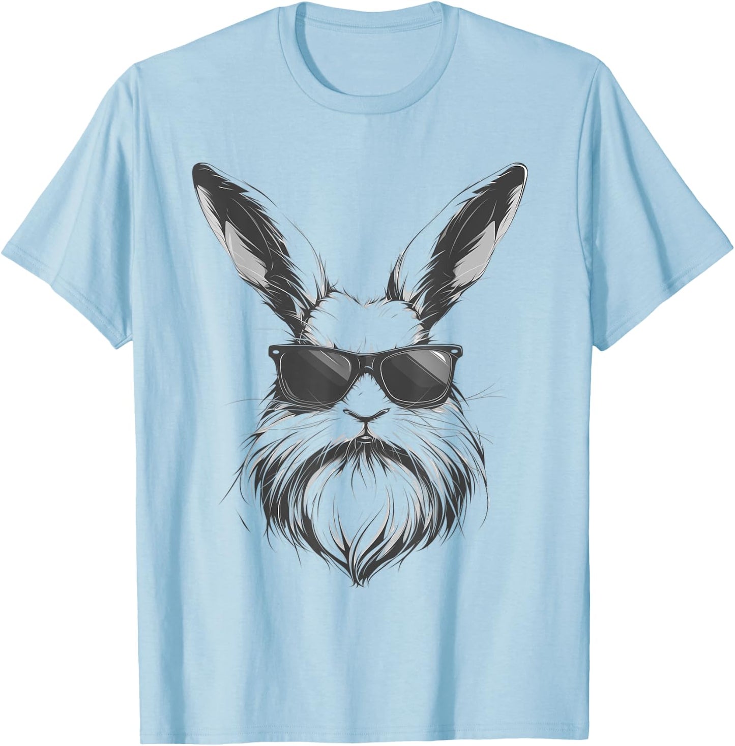 Beard Bunny Face With Sunglasses Easter Day 2024 Men Boy Kid T-Shirt - T-Shirt | Light Blue