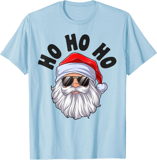 Ho Ho Ho Christmas Santa Funny Xmas Boys Girls Sunglasses T-Shirt - T-Shirt | Light Blue