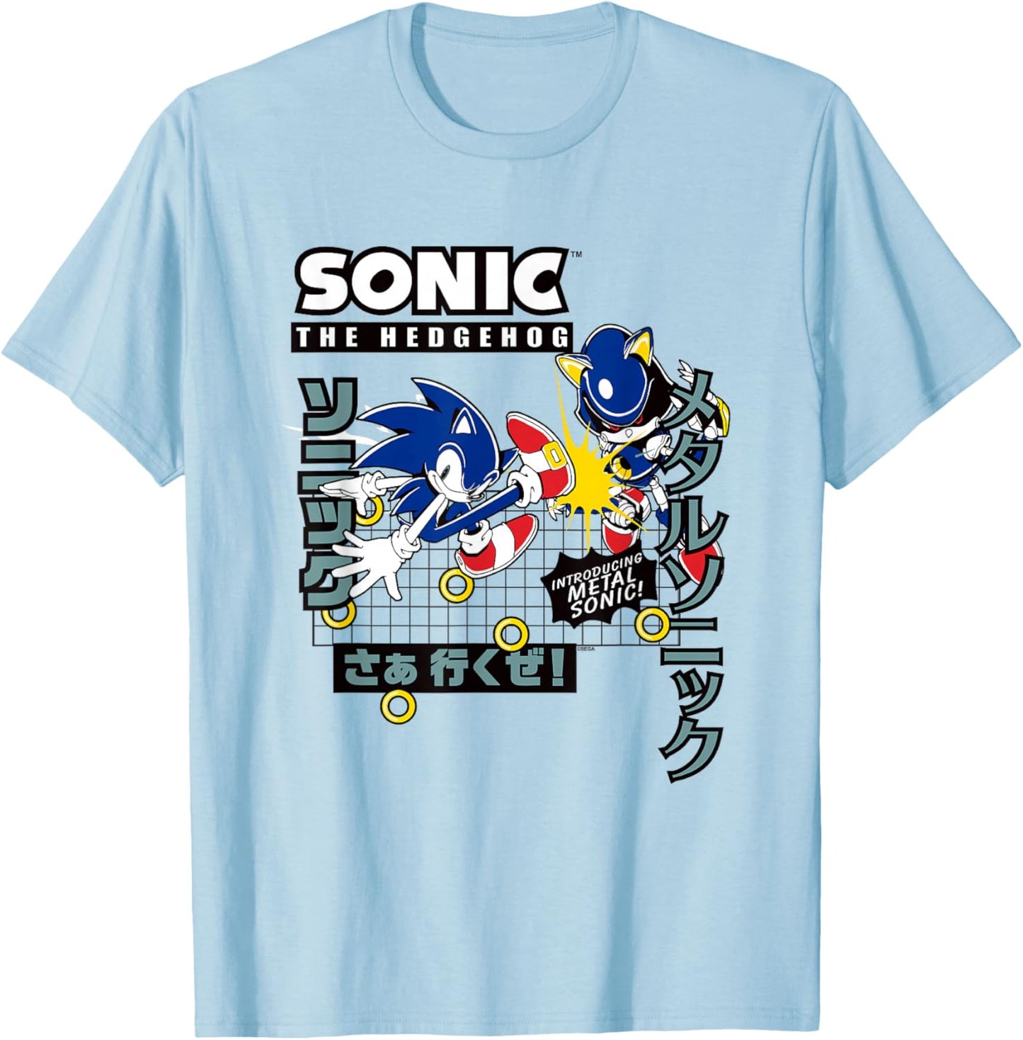 Sonic The Hedgehog Introducing Metal Sonic! Epic Fight Retro T-Shirt - T-Shirt | Light Blue