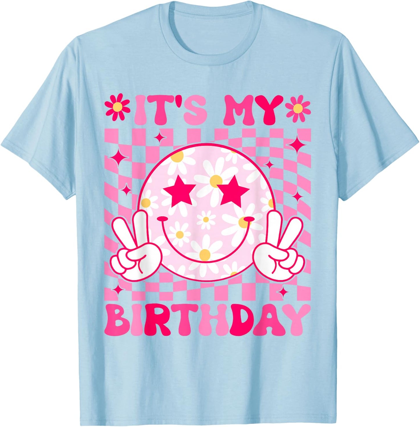 Groovy It's My Birthday Women Teens Girls Kids Bday Party T-Shirt - T-Shirt | Light Blue