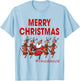 Merry Christmas Linedance Line Dance Santa Claus & Reindeer T-Shirt - T-Shirt | Light Blue