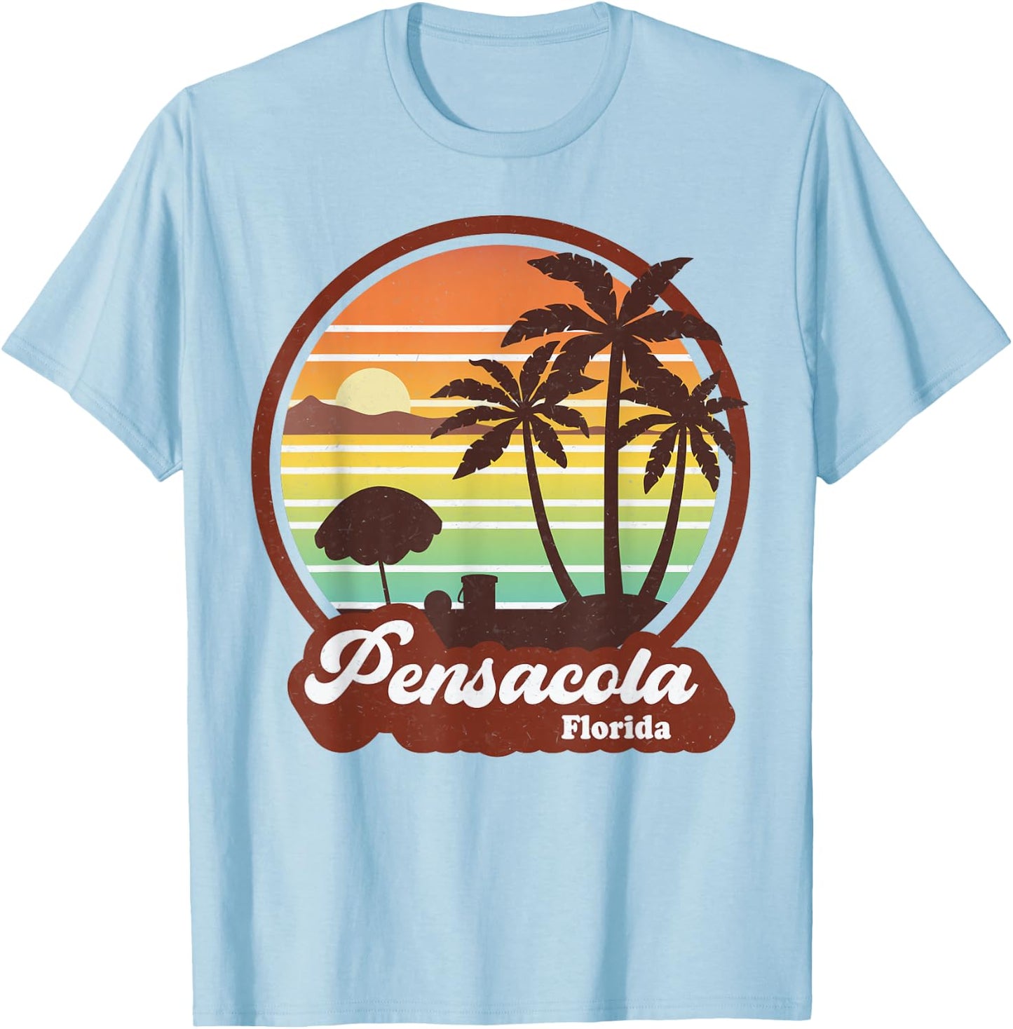 Vintage Pensacola Florida FL Retro Summer Vacation Souvenir T-Shirt - T-Shirt | Light Blue