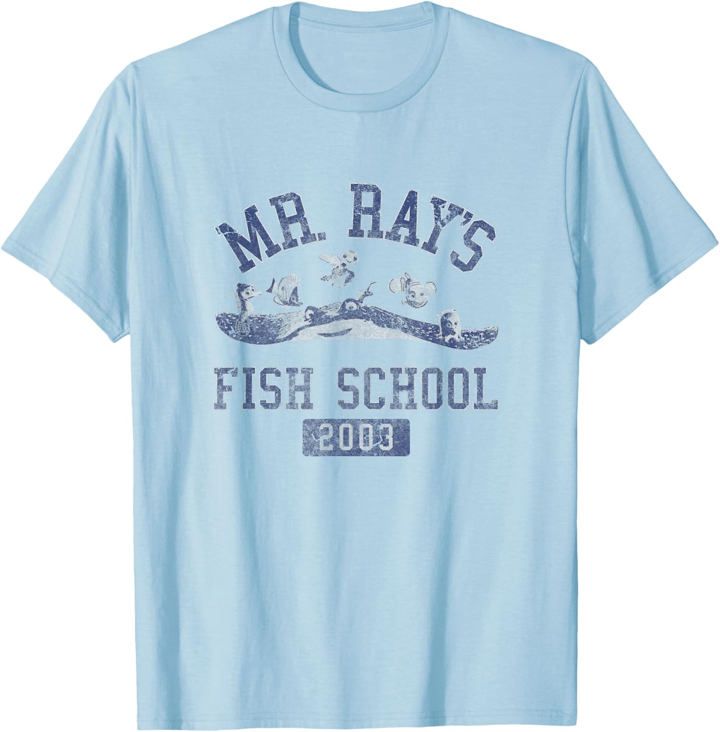 Disney Pixar Finding Nemo Mr. Rays Fish School 2003 Poster T-Shirt - T-Shirt | Light Blue