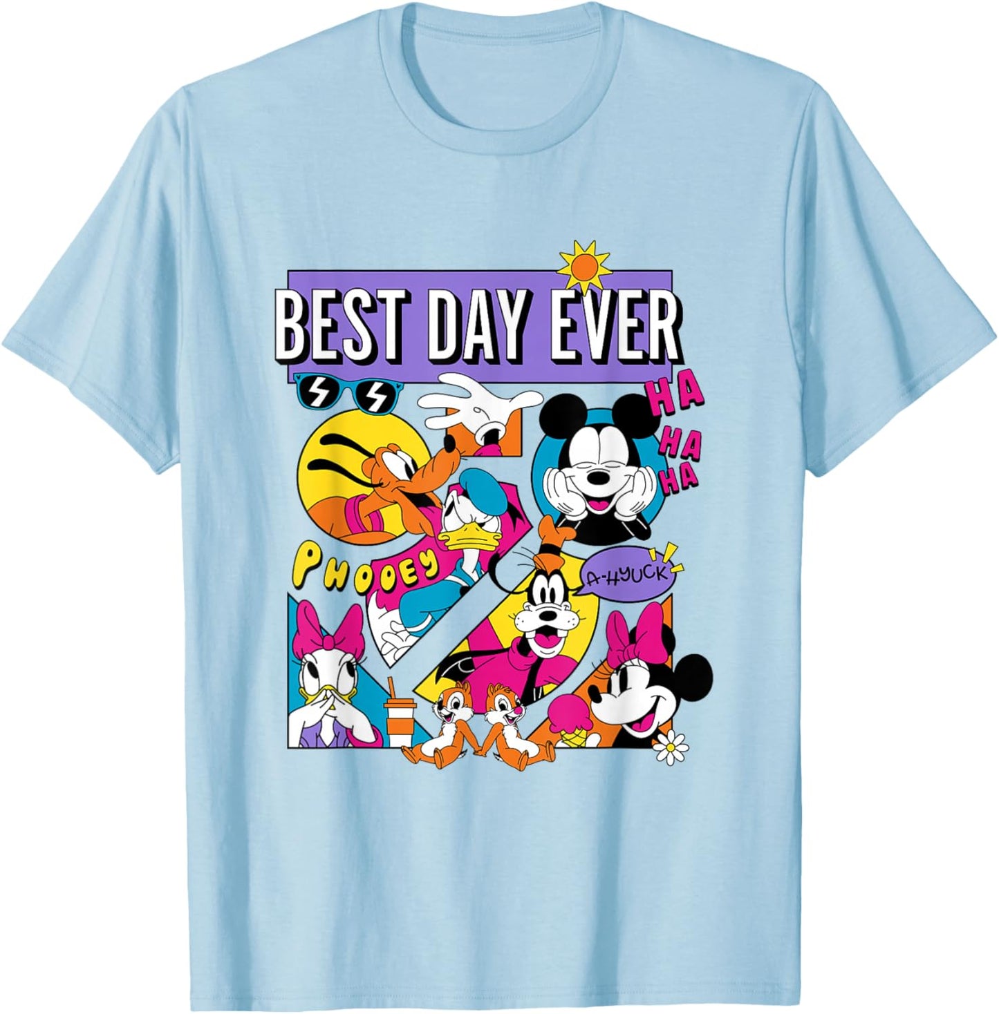 Disney Mickey And Friends Best Day Ever Retro Comic Panels T-Shirt - T-Shirt | Light Blue