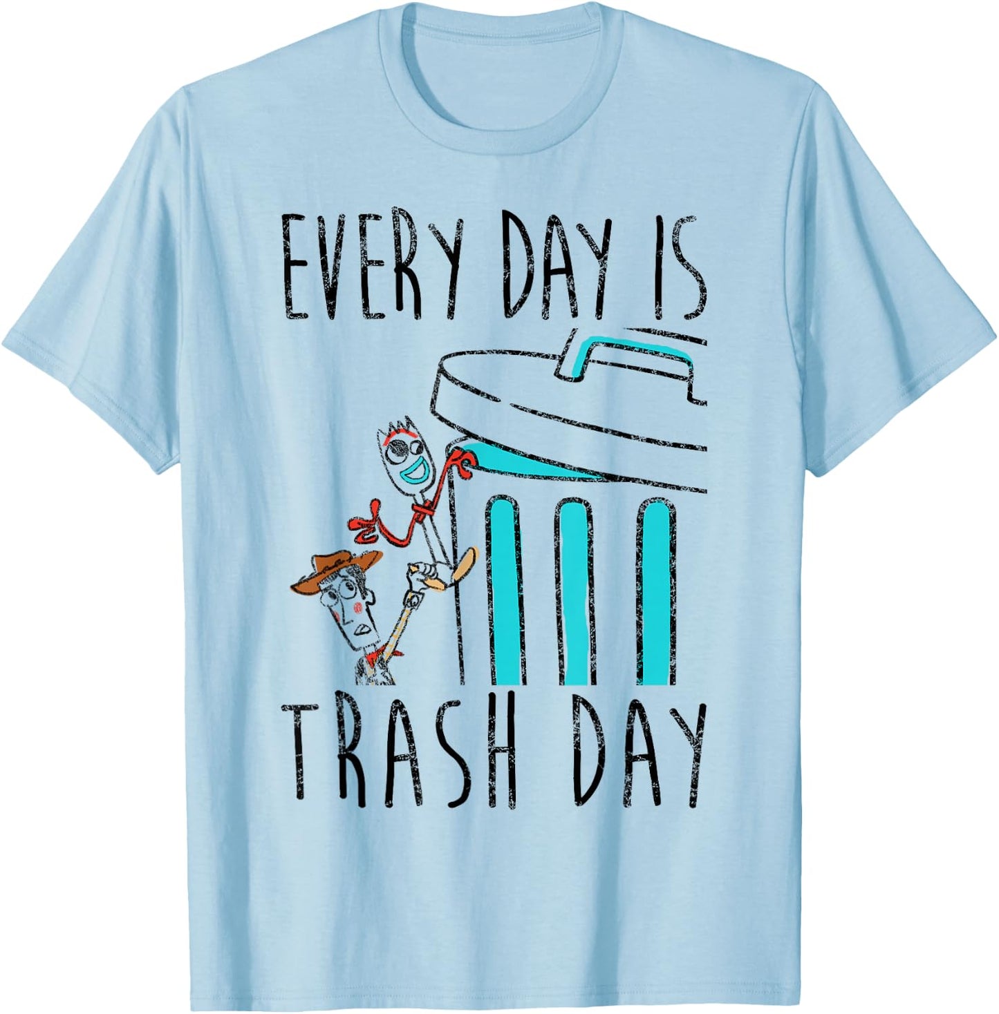 Disney Pixar Toy Story 4 Blue Everyday Is Trash Day T-Shirt - T-Shirt | Light Blue