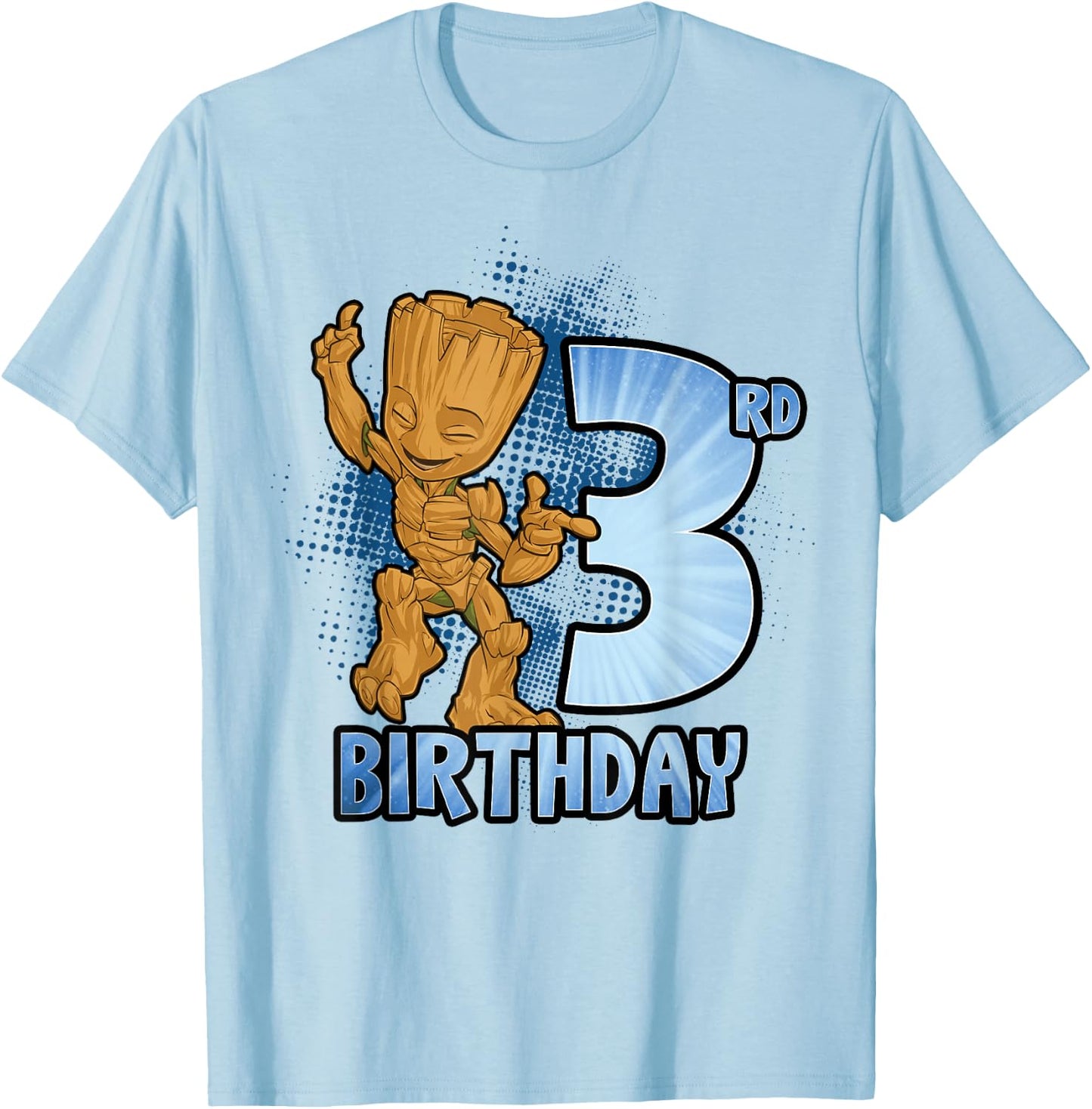 Marvel Guardians Of The Galaxy Baby Groot 3rd Birthday T-Shirt - T-Shirt | Light Blue