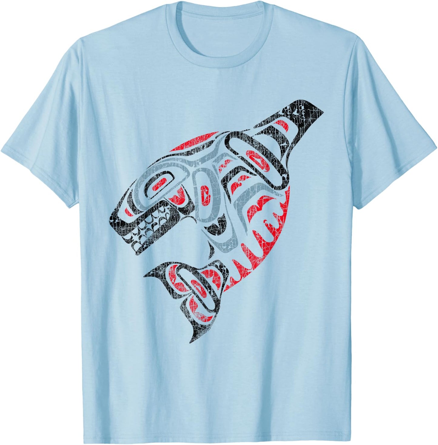 vintage Orca Killer Whale Pacific Northwest Native American T-Shirt - T-Shirt | Light Blue