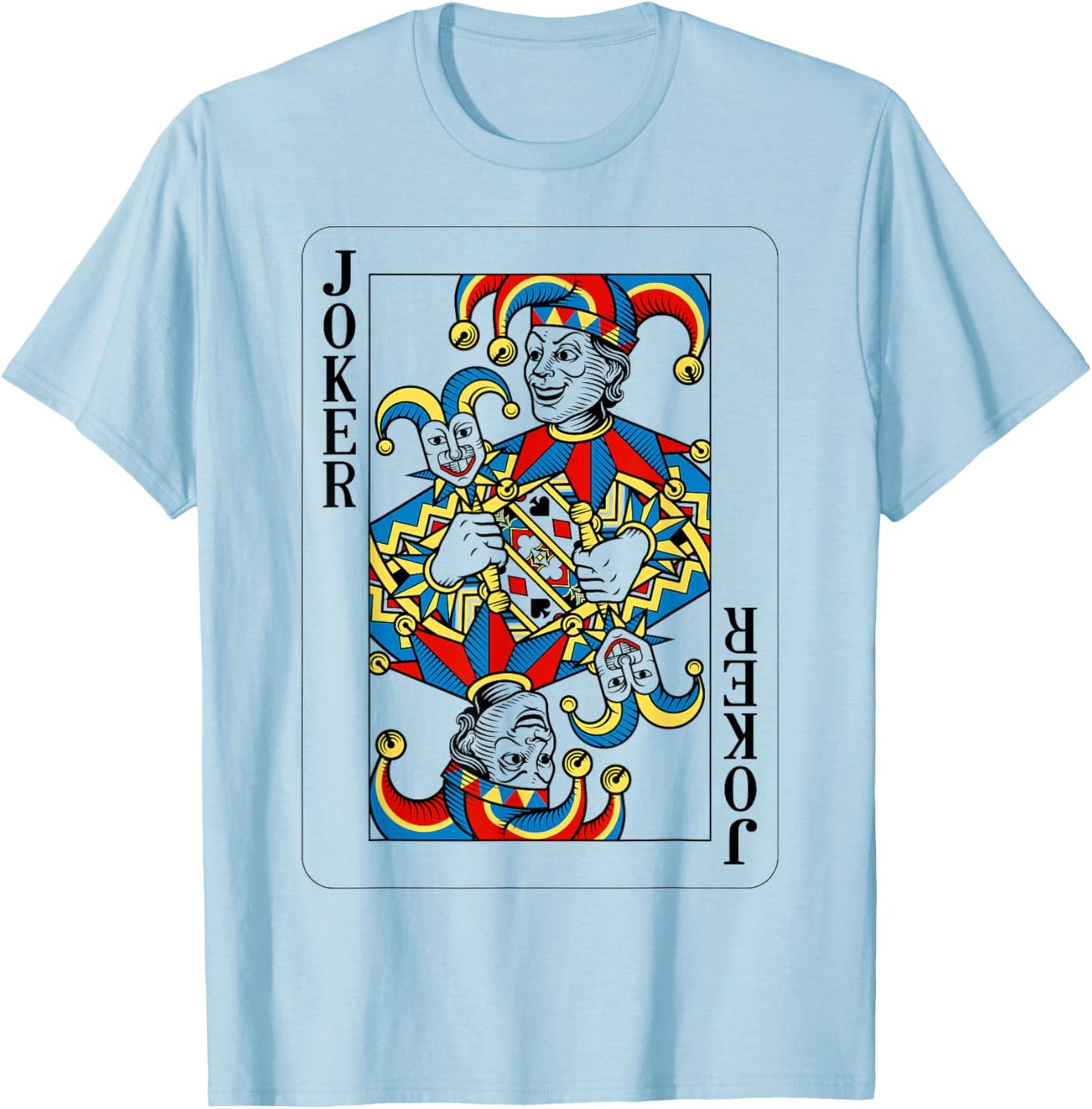 Joker Design from Deck of Playing Cards T-Shirt - T-Shirt | Light Blue