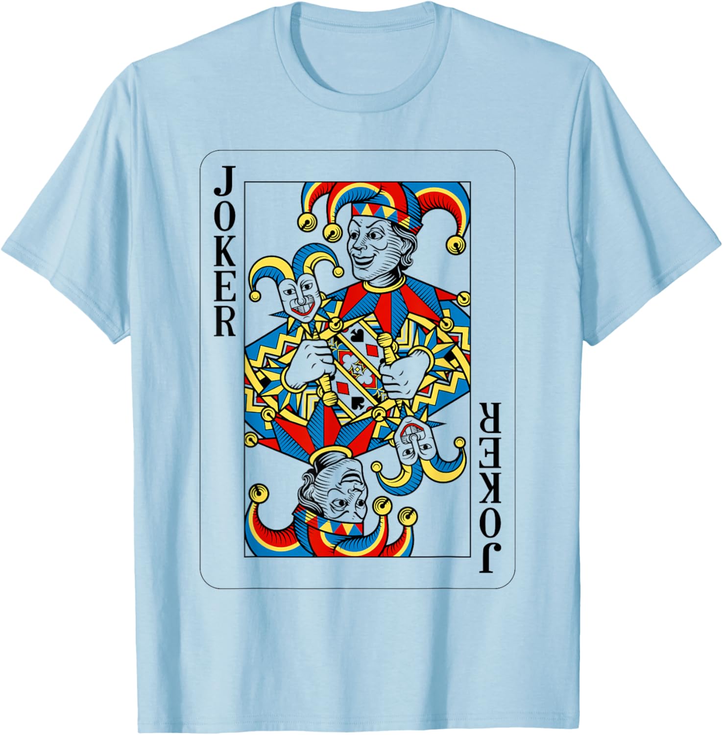Joker Design from Deck of Playing Cards T-Shirt - T-Shirt | Light Blue